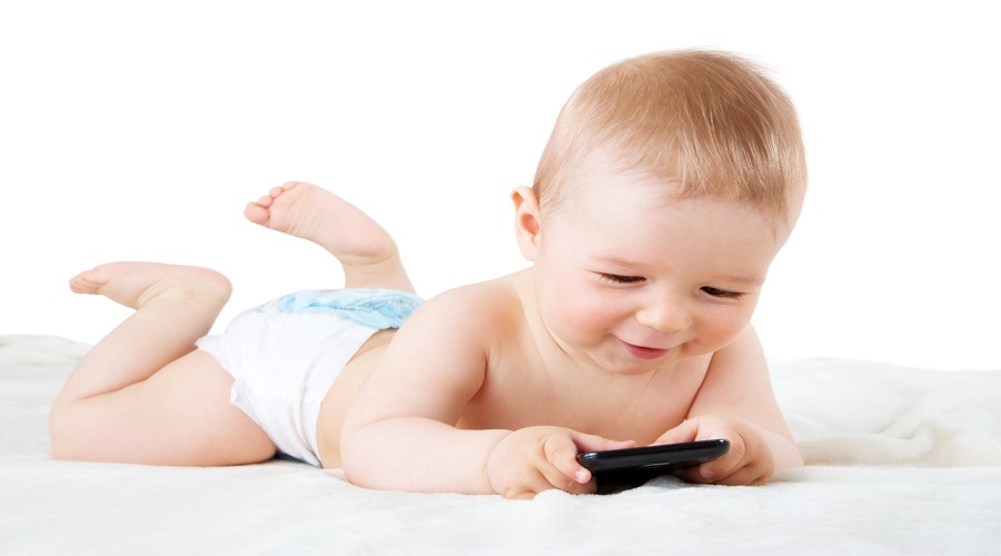 baby using cell phone
