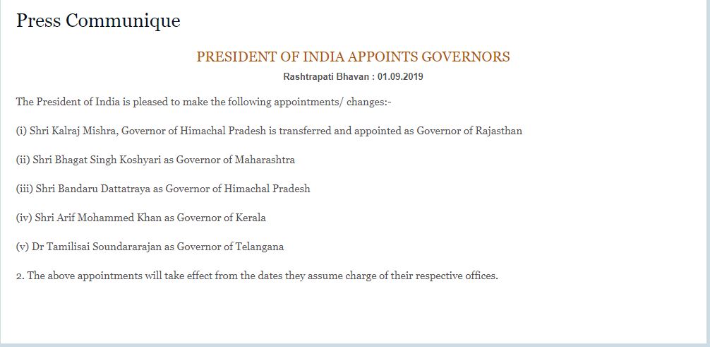 governor list