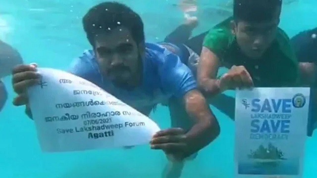 under water protest
